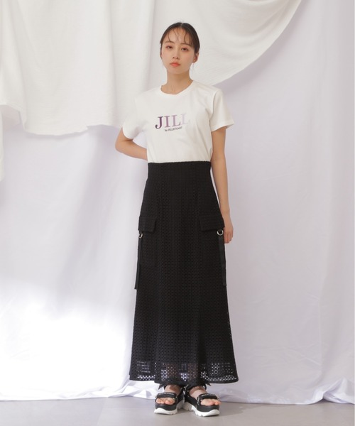 JILL by JILL STUART（ジルバイジルスチュアート）の「◇JBオーガニック刺繍ロゴＴシャツ（Tシャツ/カットソー・レディース・ブラック/ホワイト系その他3/オレンジ/オフホワイト/ホワイト系その他/ダークパープル/ライトピンク/ホワイト/ピンク系その他/シルバー系その他・FREE）」の15枚目の写真