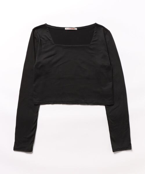 NinaetLina(ニナエリナ)の「スクエアネックショート丈リブカットソー(Tシャツ/カットソー・レディース・チャコールグレー/ホワイト/ブラック・FREE)」の6枚目の写真