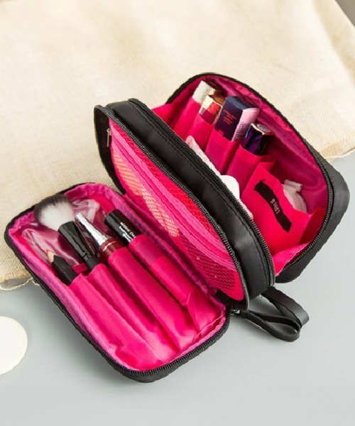 Miniministore（ミニミニストア）の「コスメポーチ レディース 化粧ポーチ（ポーチ・レディース・ブラック/フューシャピンク・FREE）」の3枚目の写真