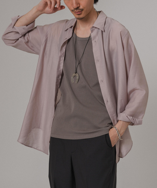 EDIFICE（エディフィス）の「エアークロス フレンチレギュラーカラー シアーシャツ（シャツ/ブラウス・メンズ・ブラック/サックスブルー/グリーン/ピンク/ベージュ/イエロー・SMALL/MEDIUM/LARGE）」の6枚目の写真