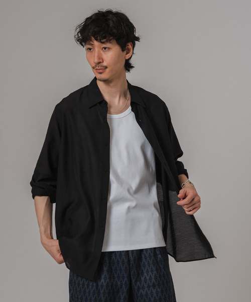 EDIFICE（エディフィス）の「エアークロス フレンチレギュラーカラー シアーシャツ（シャツ/ブラウス・メンズ・ブラック/サックスブルー/グリーン/ピンク/ベージュ/イエロー・SMALL/MEDIUM/LARGE）」の15枚目の写真