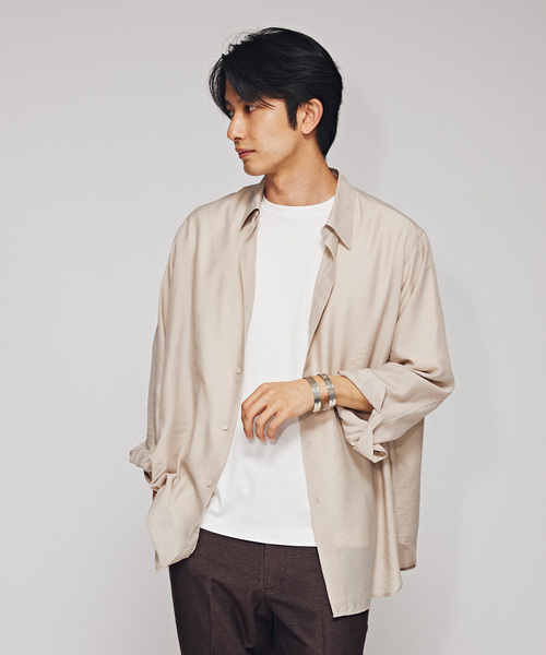 EDIFICE（エディフィス）の「エアークロス フレンチレギュラーカラー シアーシャツ（シャツ/ブラウス・メンズ・ブラック/サックスブルー/グリーン/ピンク/ベージュ/イエロー・SMALL/MEDIUM/LARGE）」の9枚目の写真