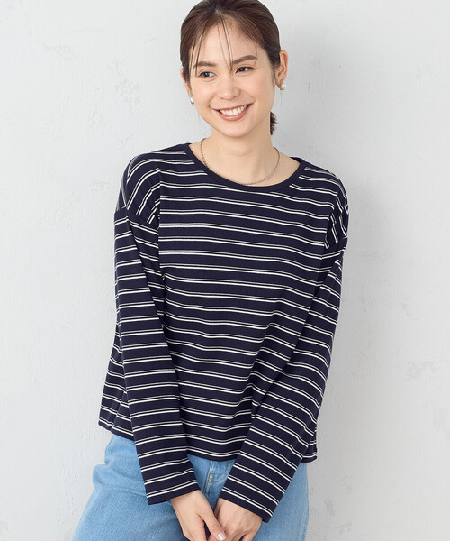COMME CA ISM(コムサイズム)の「マルチボーダー ロングTシャツ(Tシャツ/カットソー・レディース・ホワイト×ネイビー/ネイビー×ホワイト・MEDIUM/LARGE)」の10枚目の写真