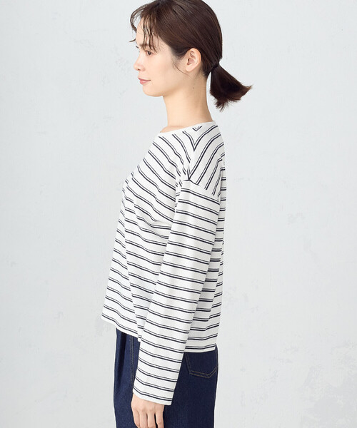 COMME CA ISM(コムサイズム)の「マルチボーダー ロングTシャツ(Tシャツ/カットソー・レディース・ホワイト×ネイビー/ネイビー×ホワイト・MEDIUM/LARGE)」の12枚目の写真