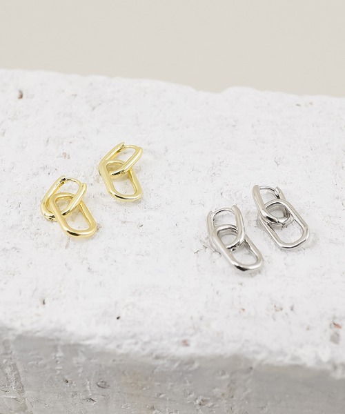 styiro(スタイロ)の「2way 2連フープメタルピアス / ニッケルフリー(ピアス(両耳用)・レディース・シルバー/ゴールド/シルバー×ゴールド・FREE)」の5枚目の写真