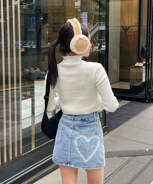 RiLi（リリ）の「クロップドハイネックリブニット【RL】（ニット/セーター・レディース・アイボリー/グレー・FREE）」の6枚目の写真