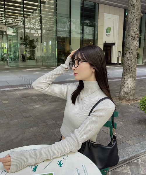 RiLi（リリ）の「クロップドハイネックリブニット【RL】（ニット/セーター・レディース・アイボリー/グレー・FREE）」の9枚目の写真