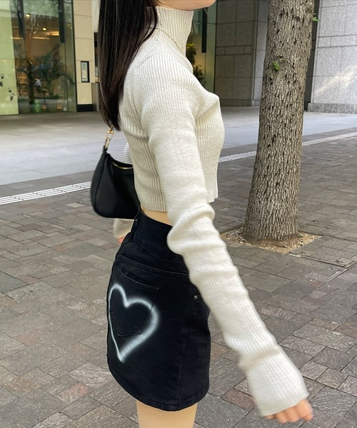 RiLi（リリ）の「クロップドハイネックリブニット【RL】（ニット/セーター・レディース・アイボリー/グレー・FREE）」の12枚目の写真