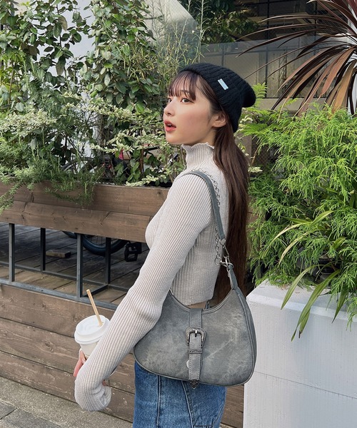 RiLi（リリ）の「クロップドハイネックリブニット【RL】（ニット/セーター・レディース・アイボリー/グレー・FREE）」の11枚目の写真