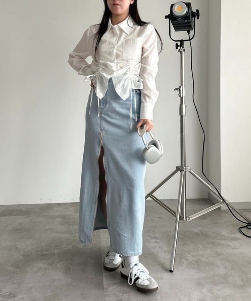 apres jour mignon（アプレジュールミニョン）の「【apres jour mignon SOIE】ジップオープンロングデニムスカート【ZOZOTOWN限定アイテム】（デニムスカート・レディース・インディゴブルー/ブラック系その他/ライトブルー・SMALL/MEDIUM/X-LARGE）」の21枚目の写真