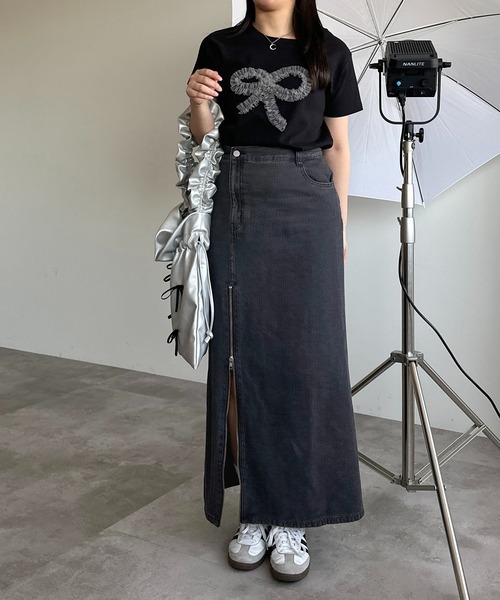 apres jour mignon（アプレジュールミニョン）の「【apres jour mignon SOIE】ジップオープンロングデニムスカート【ZOZOTOWN限定アイテム】（デニムスカート・レディース・インディゴブルー/ブラック系その他/ライトブルー・SMALL/MEDIUM/X-LARGE）」の11枚目の写真