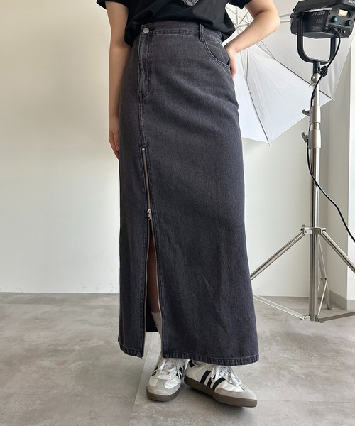 apres jour mignon（アプレジュールミニョン）の「【apres jour mignon SOIE】ジップオープンロングデニムスカート【ZOZOTOWN限定アイテム】（デニムスカート・レディース・インディゴブルー/ブラック系その他/ライトブルー・SMALL/MEDIUM/X-LARGE）」の7枚目の写真