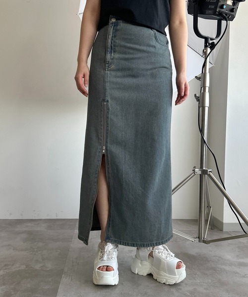 apres jour mignon（アプレジュールミニョン）の「【apres jour mignon SOIE】ジップオープンロングデニムスカート【ZOZOTOWN限定アイテム】（デニムスカート・レディース・インディゴブルー/ブラック系その他/ライトブルー・SMALL/MEDIUM/X-LARGE）」の14枚目の写真