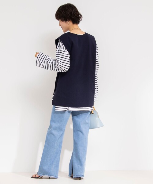 Rie Miller（リエミラー）の「《手洗い可能》スキッパーニットジレ（ベスト・レディース・ネイビー/ブラック/アイボリー・38）」の5枚目の写真