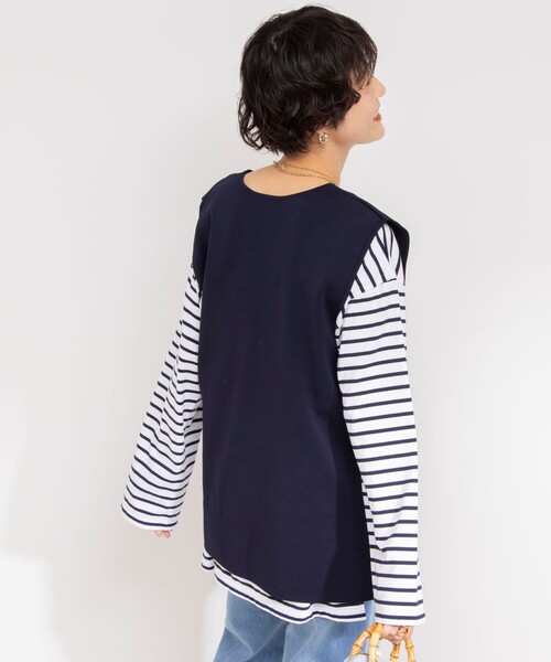 Rie Miller（リエミラー）の「《手洗い可能》スキッパーニットジレ（ベスト・レディース・ネイビー/ブラック/アイボリー・38）」の10枚目の写真