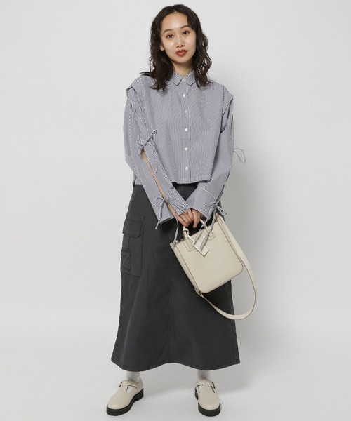 niko and...（ニコアンド）の「バックサテンミリタリースカート（スカート・レディース・カーキ/アイボリー/チャコール・MEDIUM/LARGE）」の5枚目の写真