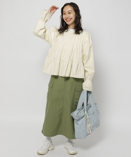 niko and...（ニコアンド）の「バックサテンミリタリースカート（スカート・レディース・カーキ/アイボリー/チャコール・MEDIUM/LARGE）」の6枚目の写真