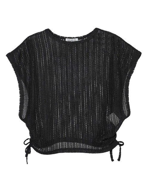 MILKFED.(ミルクフェド)の「SIDE RIBBON MESH TOP(Tシャツ/カットソー・レディース・オフホワイト/ブラック/ベージュ・ONE SIZE)」の10枚目の写真