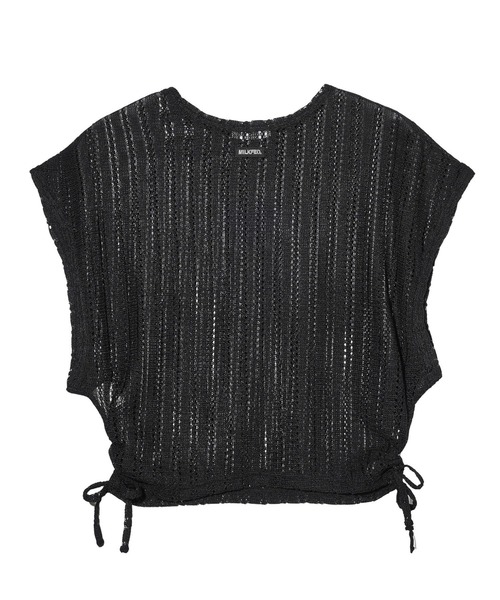 MILKFED.(ミルクフェド)の「SIDE RIBBON MESH TOP(Tシャツ/カットソー・レディース・オフホワイト/ブラック/ベージュ・ONE SIZE)」の4枚目の写真
