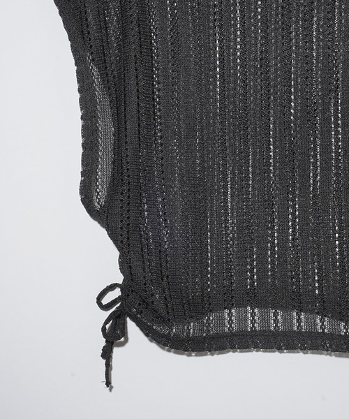 MILKFED.(ミルクフェド)の「SIDE RIBBON MESH TOP(Tシャツ/カットソー・レディース・オフホワイト/ブラック/ベージュ・ONE SIZE)」の7枚目の写真