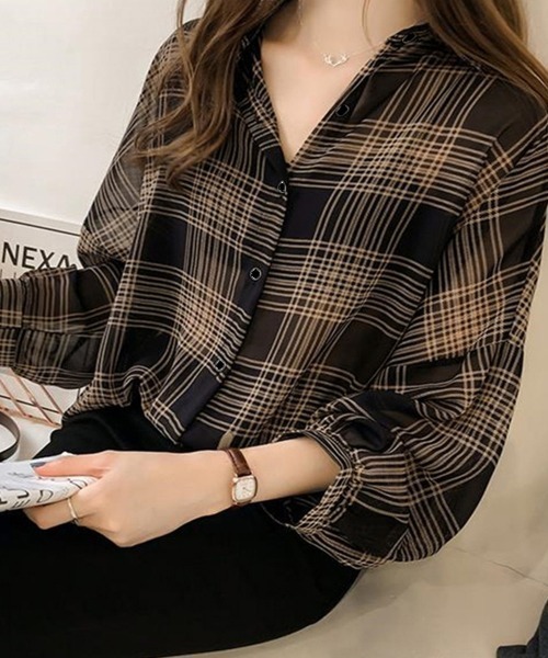 Miniministore(ミニミニストア)の「シャツブラウス 薄手 カーディガン 韓国(シャツ/ブラウス・レディース・ブラック/ベージュ・FREE)」の2枚目の写真