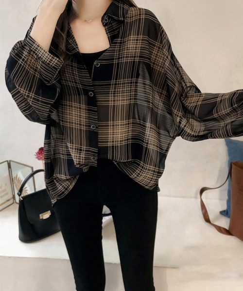 Miniministore(ミニミニストア)の「シャツブラウス 薄手 カーディガン 韓国(シャツ/ブラウス・レディース・ブラック/ベージュ・FREE)」の3枚目の写真