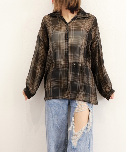 Miniministore(ミニミニストア)の「シャツブラウス 薄手 カーディガン 韓国(シャツ/ブラウス・レディース・ブラック/ベージュ・FREE)」の14枚目の写真