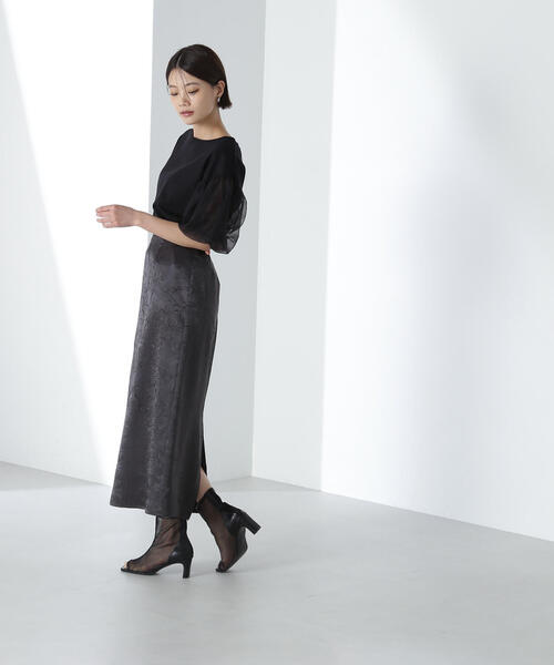 NATURAL BEAUTY BASIC(ナチュラルビューティーベーシック)の「◇リンクルサテンナロースカート(スカート・レディース・ライトグリーン/チャコールグレー・SMALL/MEDIUM)」の17枚目の写真