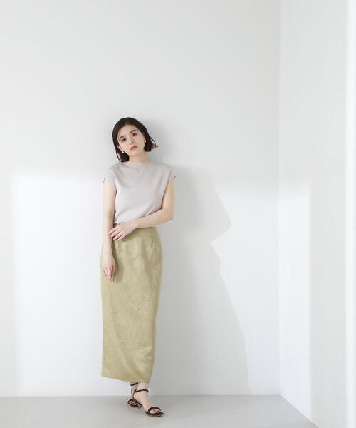 NATURAL BEAUTY BASIC(ナチュラルビューティーベーシック)の「◇リンクルサテンナロースカート(スカート・レディース・ライトグリーン/チャコールグレー・SMALL/MEDIUM)」の10枚目の写真