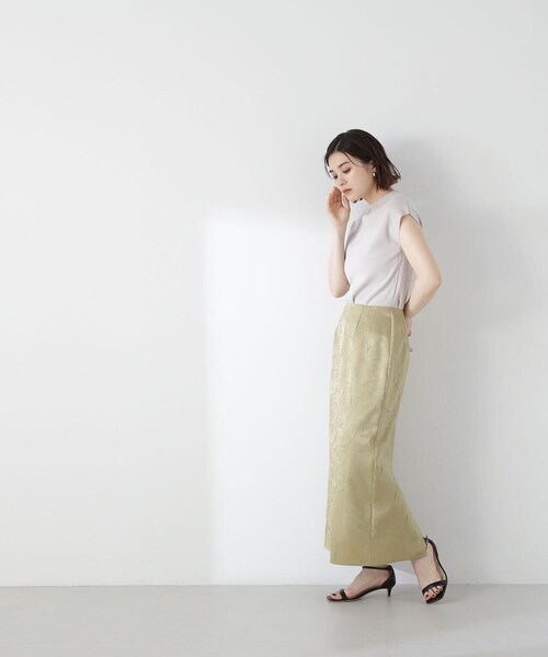 NATURAL BEAUTY BASIC(ナチュラルビューティーベーシック)の「◇リンクルサテンナロースカート(スカート・レディース・ライトグリーン/チャコールグレー・SMALL/MEDIUM)」の11枚目の写真