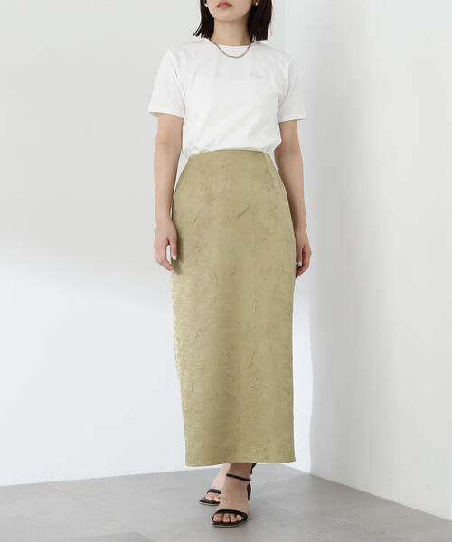 NATURAL BEAUTY BASIC(ナチュラルビューティーベーシック)の「◇リンクルサテンナロースカート(スカート・レディース・ライトグリーン/チャコールグレー・SMALL/MEDIUM)」の12枚目の写真