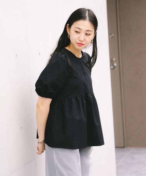 未使用Raybeams 新作ランタンスリーブ ギャザー ブラウス Ray BEAMS / ランタンスリーブ ギャザー ブラウス[洗える