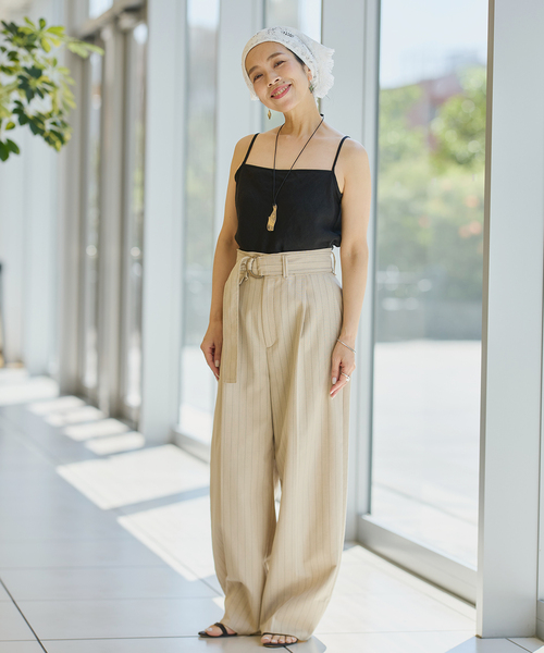 えみじろ　IENA LA BOUCLE リネンブロードバイヤスキャミソール IENA LA BOUCLE リネンブロードバイヤスキャミソールの