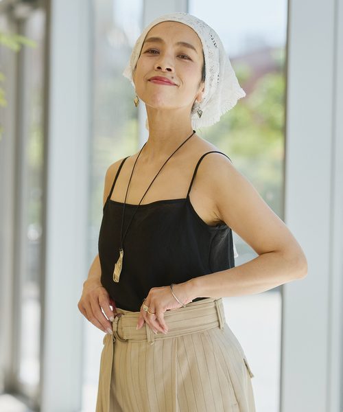 えみじろ　IENA LA BOUCLE リネンブロードバイヤスキャミソール セール】IENA LA BOUCLE リネンブロードバイヤスキャミソール