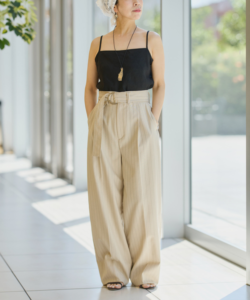 えみじろ　IENA LA BOUCLE リネンブロードバイヤスキャミソール IENA LA BOUCLE キャミソール リネンブロードバイヤス