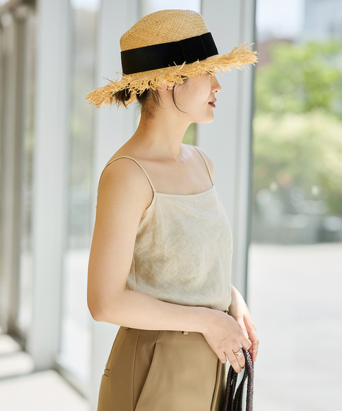 えみじろ　IENA LA BOUCLE リネンブロードバイヤスキャミソール IENA LA BOUCLE キャミソール リネンブロードバイヤス