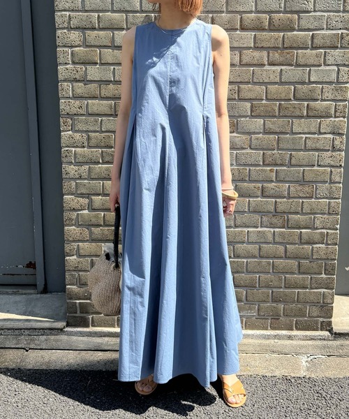 タックデザインノースリーブワンピース -手洗い可-（ワンピース