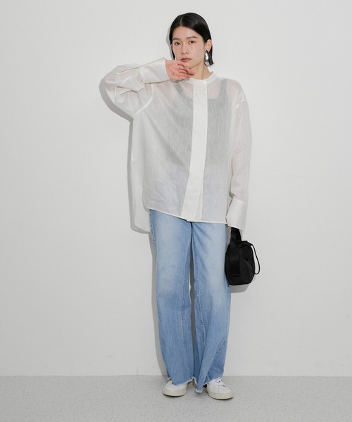 ADAM ET ROPE'（アダムエロペ）の「バックオープンシアーシャツ（シャツ/ブラウス・レディース・ホワイト系その他5/キナリ/ピンク・FREE）」の5枚目の写真