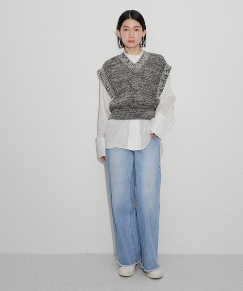 ADAM ET ROPE'（アダムエロペ）の「バックオープンシアーシャツ（シャツ/ブラウス・レディース・ホワイト系その他5/キナリ/ピンク・FREE）」の6枚目の写真