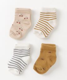 G.NINE（ジーナイン）の「『Quincy Mae』printed baby socks set | cherries, ocre stripe, suns, indigo stripe（その他ベビー用品）」