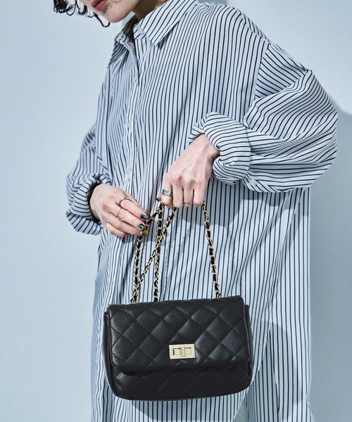 Fashion Letter(ファッションレター)の「チェーンショルダー キルティング ミニバッグ(ショルダーバッグ・レディース・ホワイト/ベージュ/ブラック・FREE)」の3枚目の写真