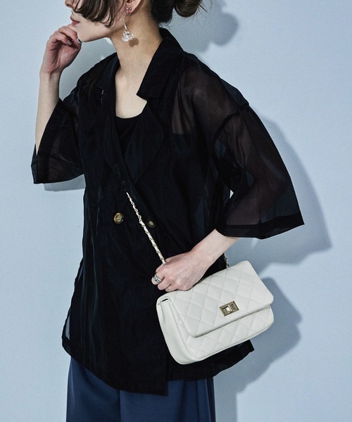 Fashion Letter(ファッションレター)の「チェーンショルダー キルティング ミニバッグ(ショルダーバッグ・レディース・ホワイト/ベージュ/ブラック・FREE)」の19枚目の写真