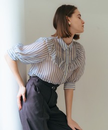 YECCA VECCA | シアーストライプフリルシャツ(シャツ/ブラウス)