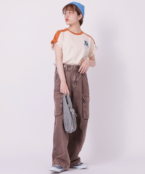 DOUBLE NAME（ダブルネーム）の「ＤＮＣ　ＲＥＴＯＲＯ　ＳＰＯＲＴＳ配色ラインＴＥＥ（Tシャツ/カットソー・レディース・グリーン/オフホワイト/ブラック・FREE）」の8枚目の写真