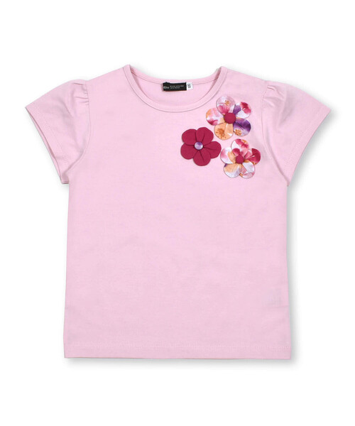 BeBe（ベベ）の「【お揃い】立体フラワーモチーフ半袖Tシャツ(90~150cm)（Tシャツ/カットソー・キッズ・ピンク/ネイビー・130cm/140cm/150cm/120cm/110cm/100cm/90cm）」の6枚目の写真