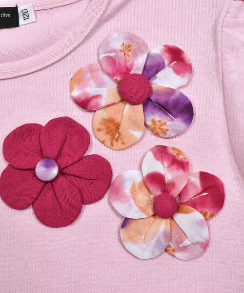 BeBe（ベベ）の「【お揃い】立体フラワーモチーフ半袖Tシャツ(90~150cm)（Tシャツ/カットソー・キッズ・ピンク/ネイビー・130cm/140cm/150cm/120cm/110cm/100cm/90cm）」の9枚目の写真