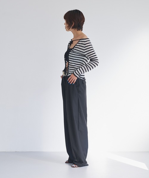 カーディガン Sheer boarder cardigan レディース セール】Sheer boarder cardigan（カーディガン/ボレロ）｜oll