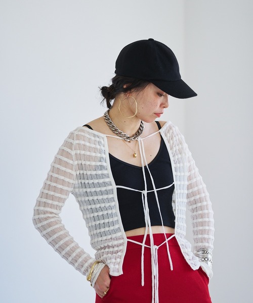 【セール】Sheer boarder cardigan(カーディガン/ボレロ)|oll(オール) 【セール】Sheer boarder cardigan(カーディガン/ボレロ)|oll(オール)