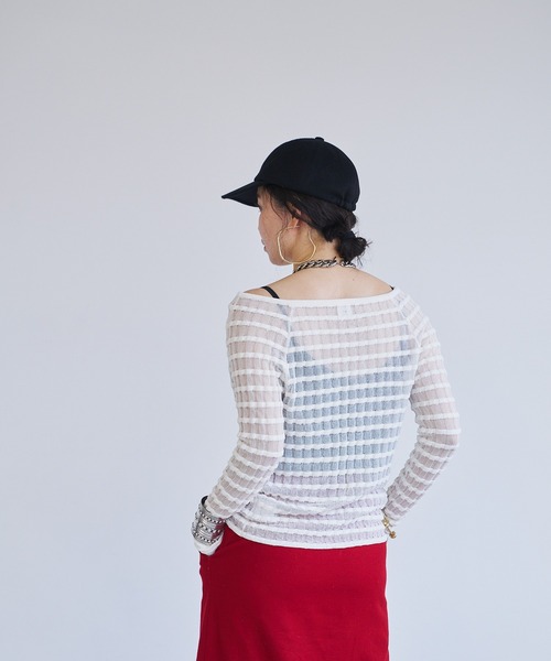 【セール】Sheer boarder cardigan(カーディガン/ボレロ)|oll(オール) 【セール】Sheer boarder cardigan(カーディガン/ボレロ)|oll(オール)