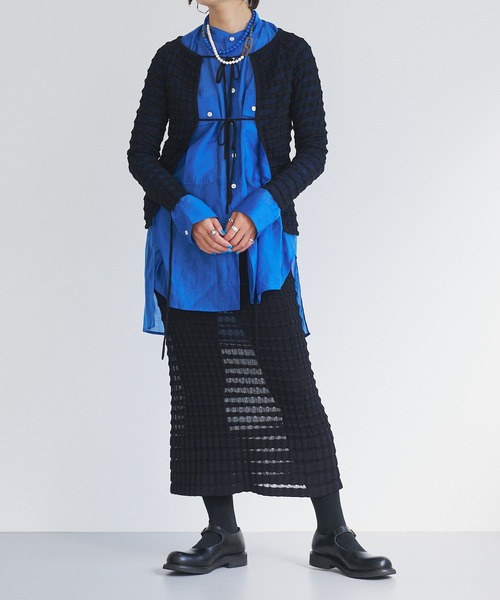 【セール】Sheer boarder cardigan(カーディガン/ボレロ)|oll(オール) 【セール】Sheer boarder cardigan(カーディガン/ボレロ)|oll(オール)